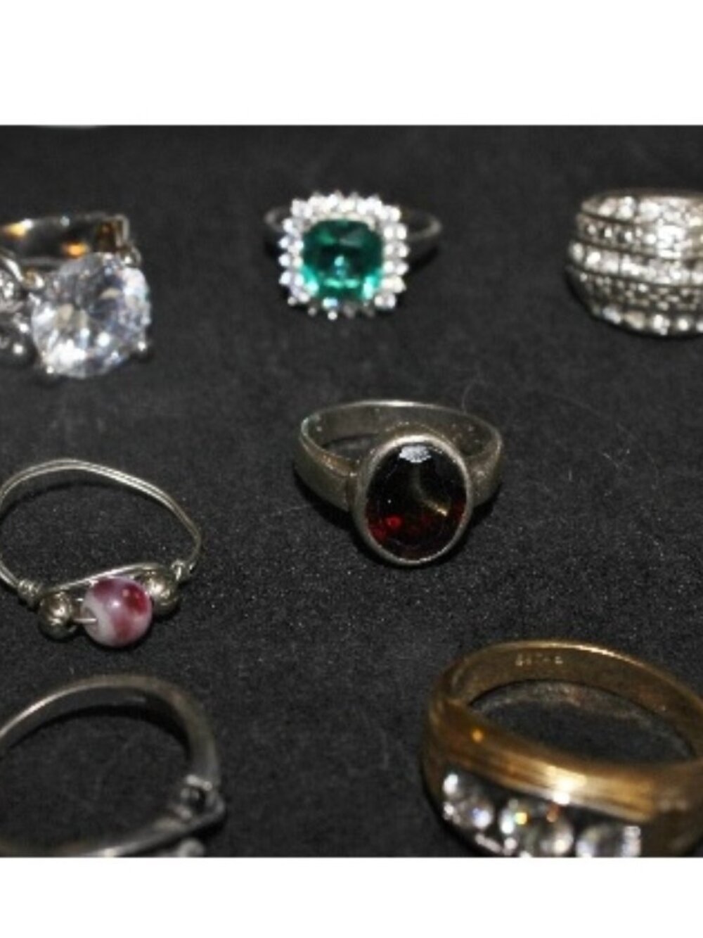 925 Sterling Silver 8 Piece Vintage Ring Lot Bundle w Various Stones